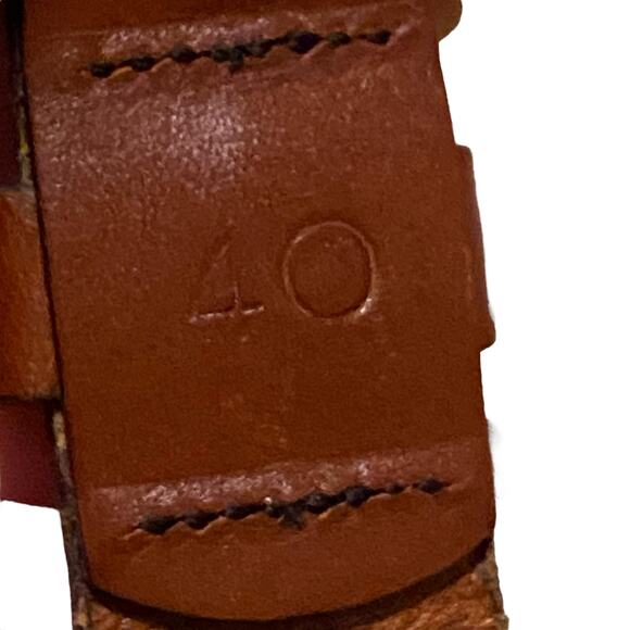 Leather Man Ltd Belt Size 40 Navy blue with flag pattern LML Solid Brass Buckle - Picture 4 of 16